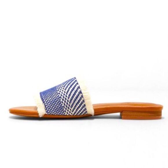 Universal threads cross woven navy and white fringe sandals size 8 - Picture 2 of 4